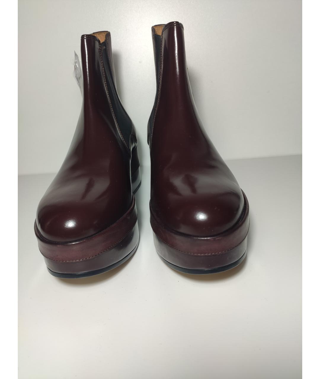MAISON MARGIELA Бордовые кожаные ботинки, фото 2