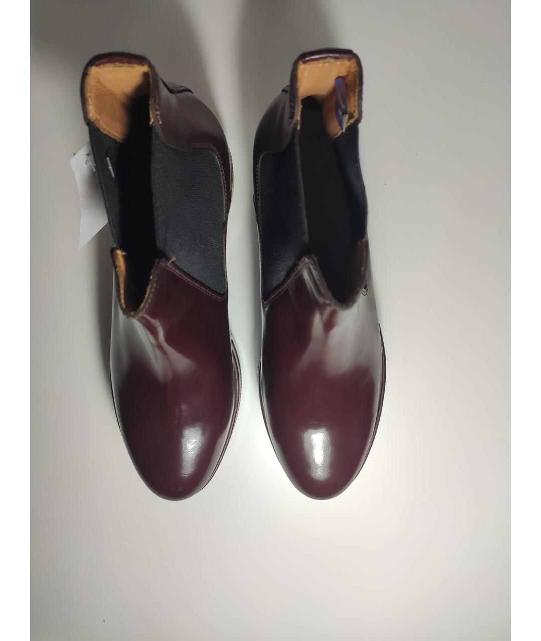 MAISON MARGIELA Бордовые кожаные ботинки, фото 3