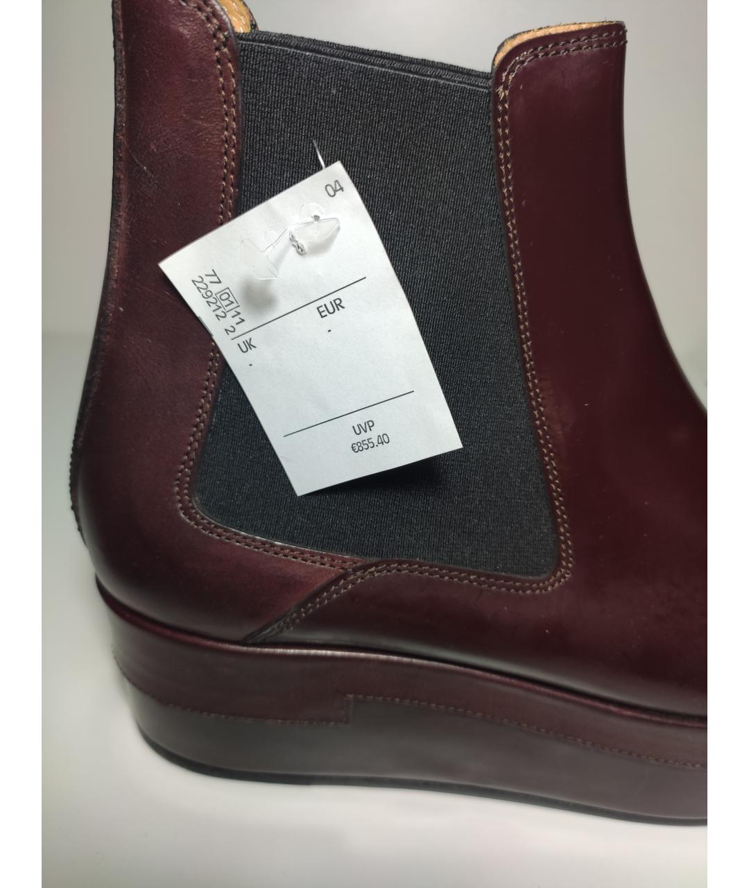 MAISON MARGIELA Бордовые кожаные ботинки, фото 6