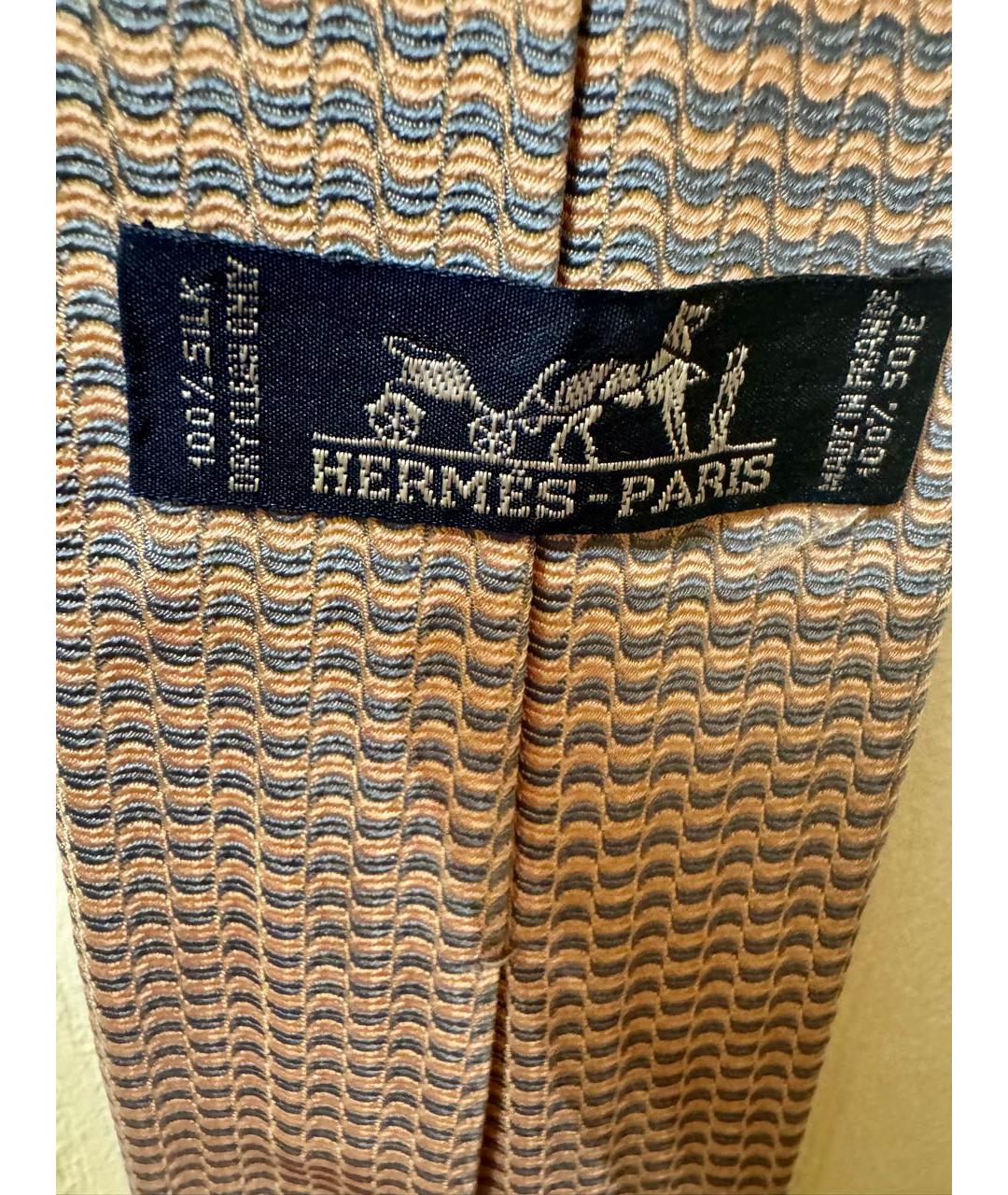 HERMES Розовый шелковый галстук, фото 3