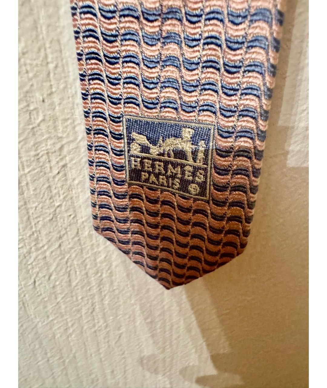 HERMES Розовый шелковый галстук, фото 2