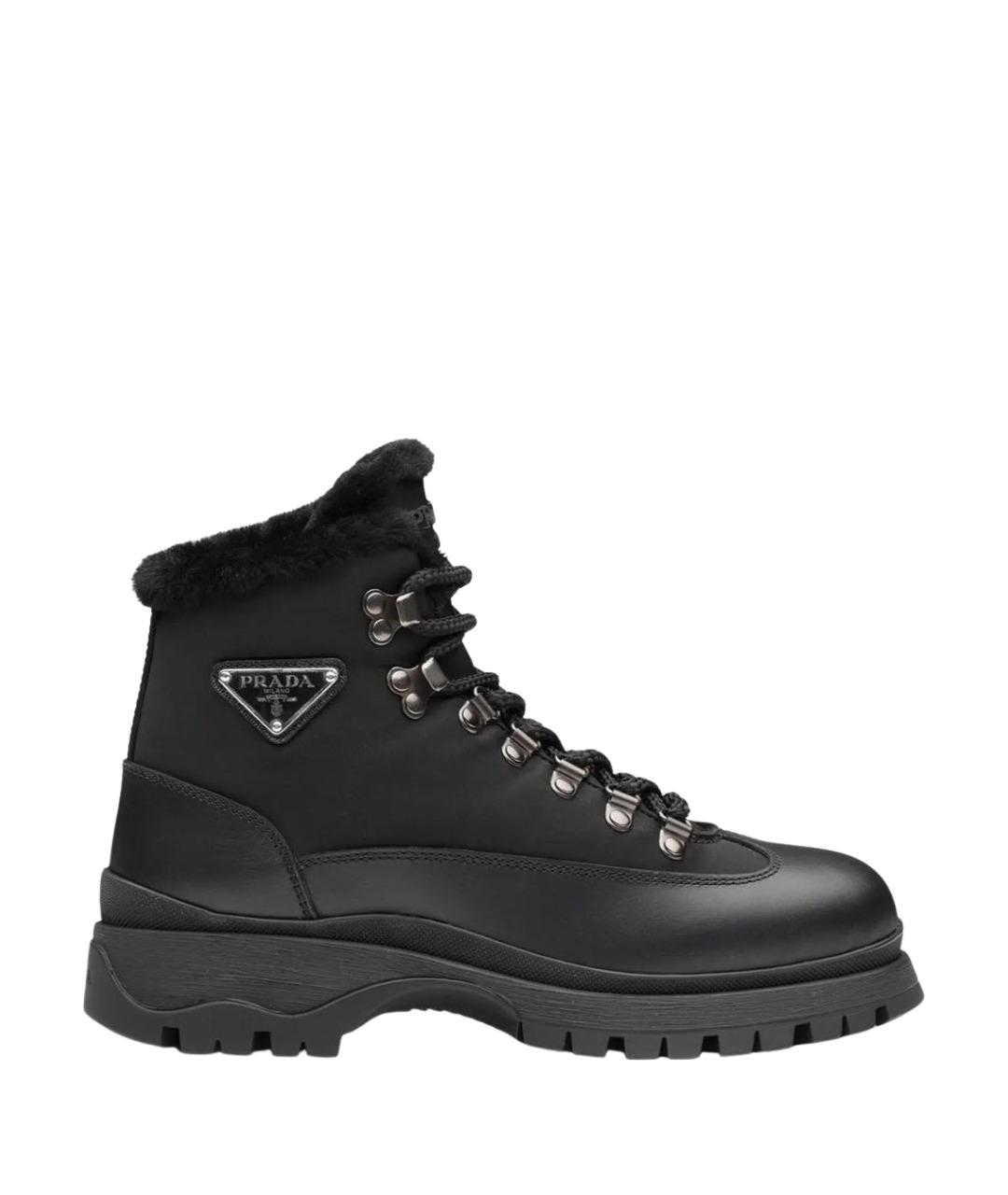PRADA Черные кожаные ботинки, фото 1