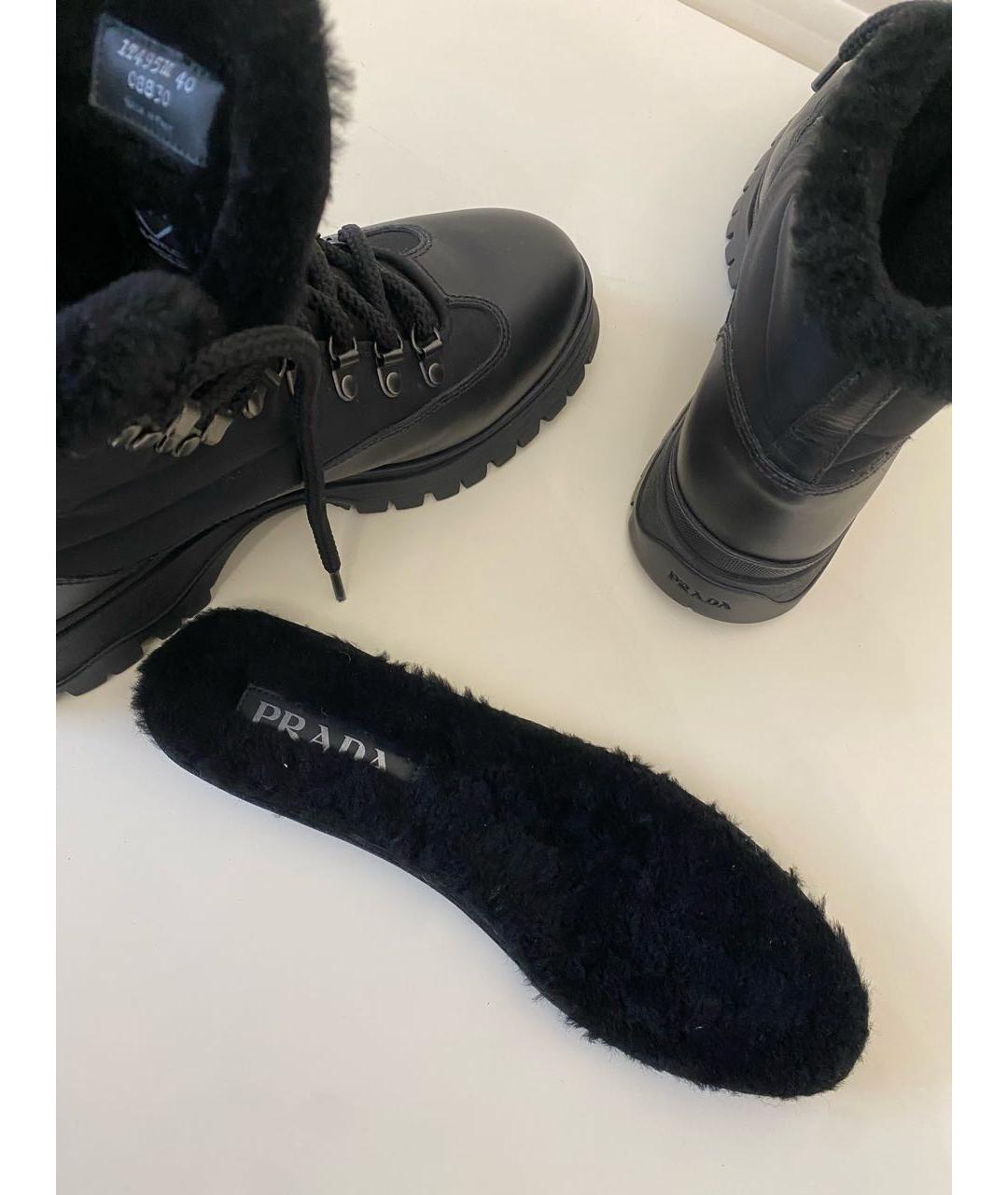 PRADA Черные кожаные ботинки, фото 7