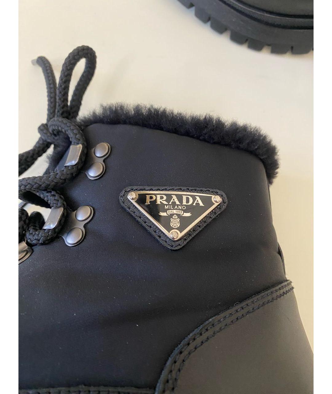 PRADA Черные кожаные ботинки, фото 4