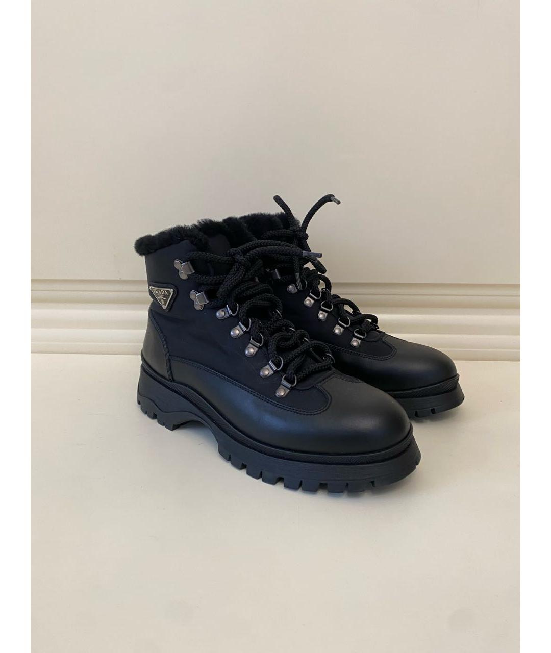 PRADA Черные кожаные ботинки, фото 2