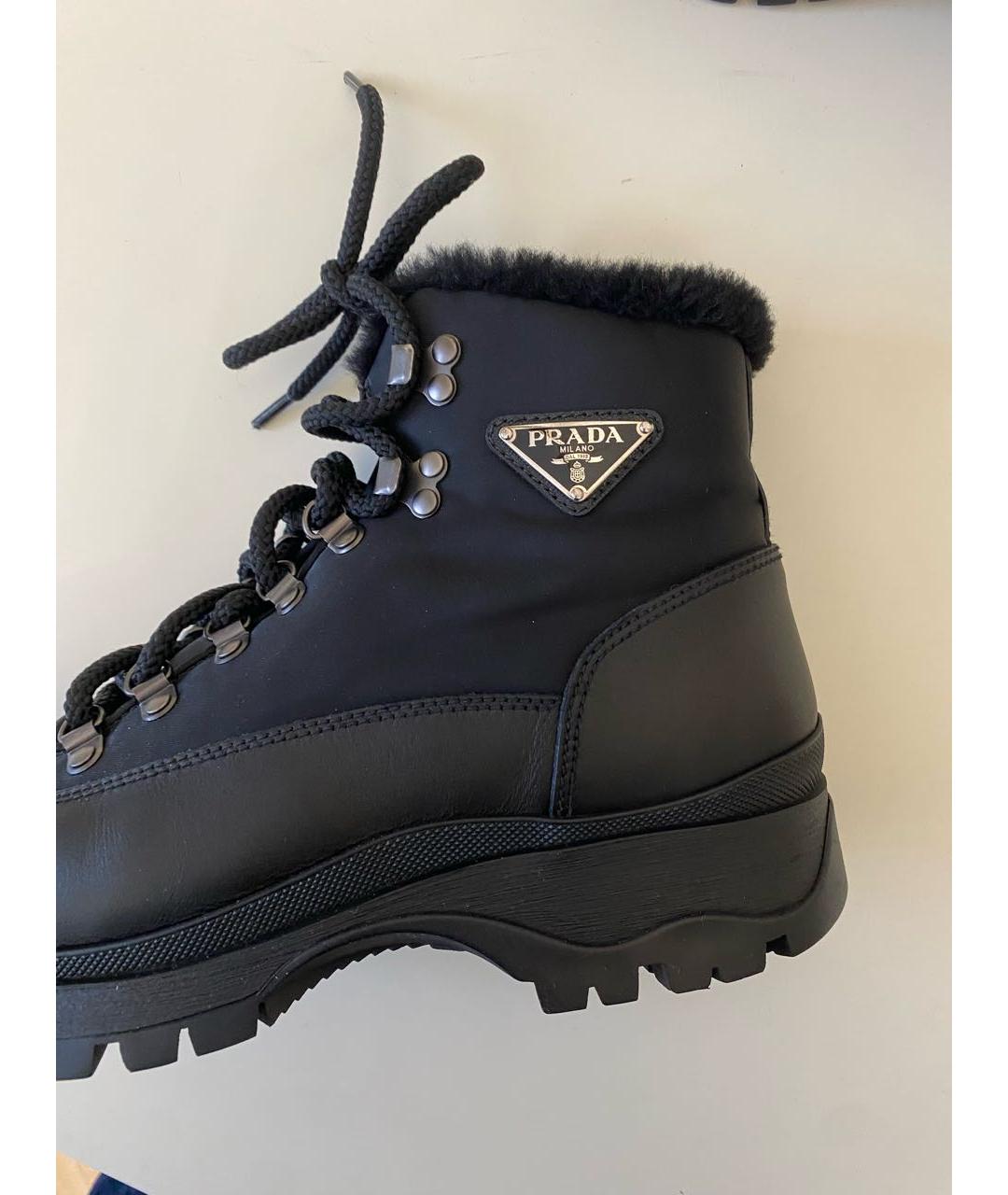 PRADA Черные кожаные ботинки, фото 5