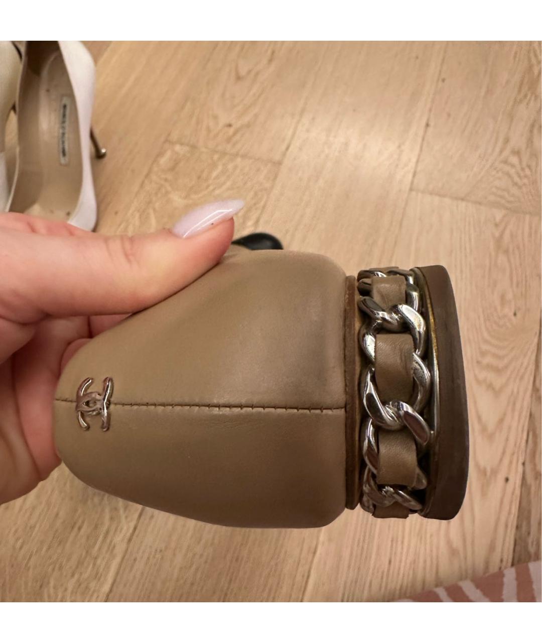 CHANEL Бежевые кожаные балетки, фото 5