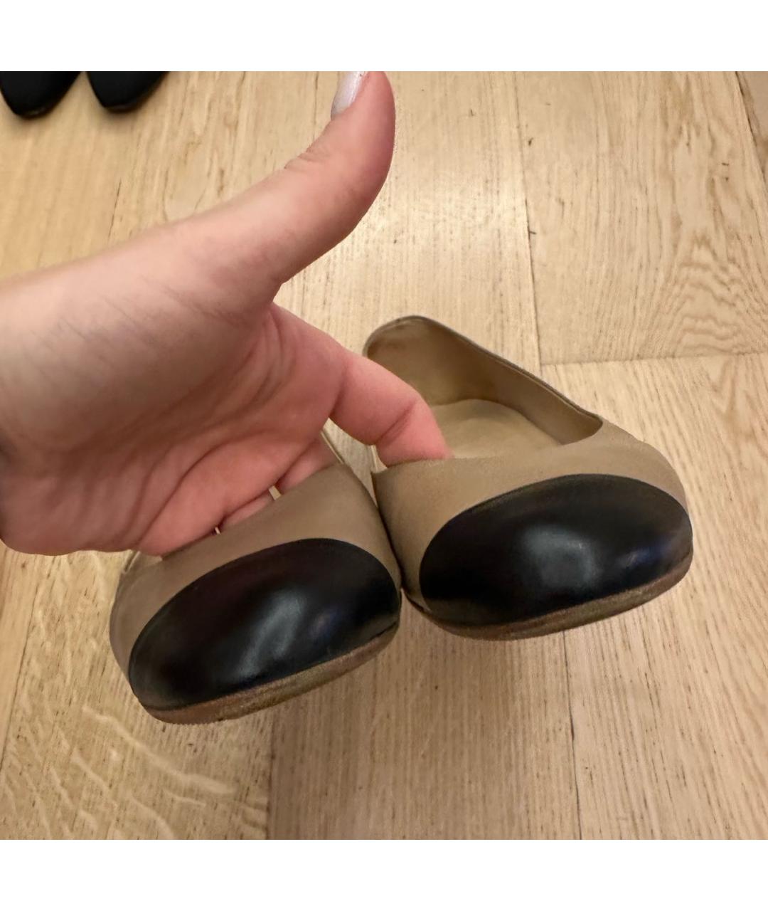 CHANEL Бежевые кожаные балетки, фото 3