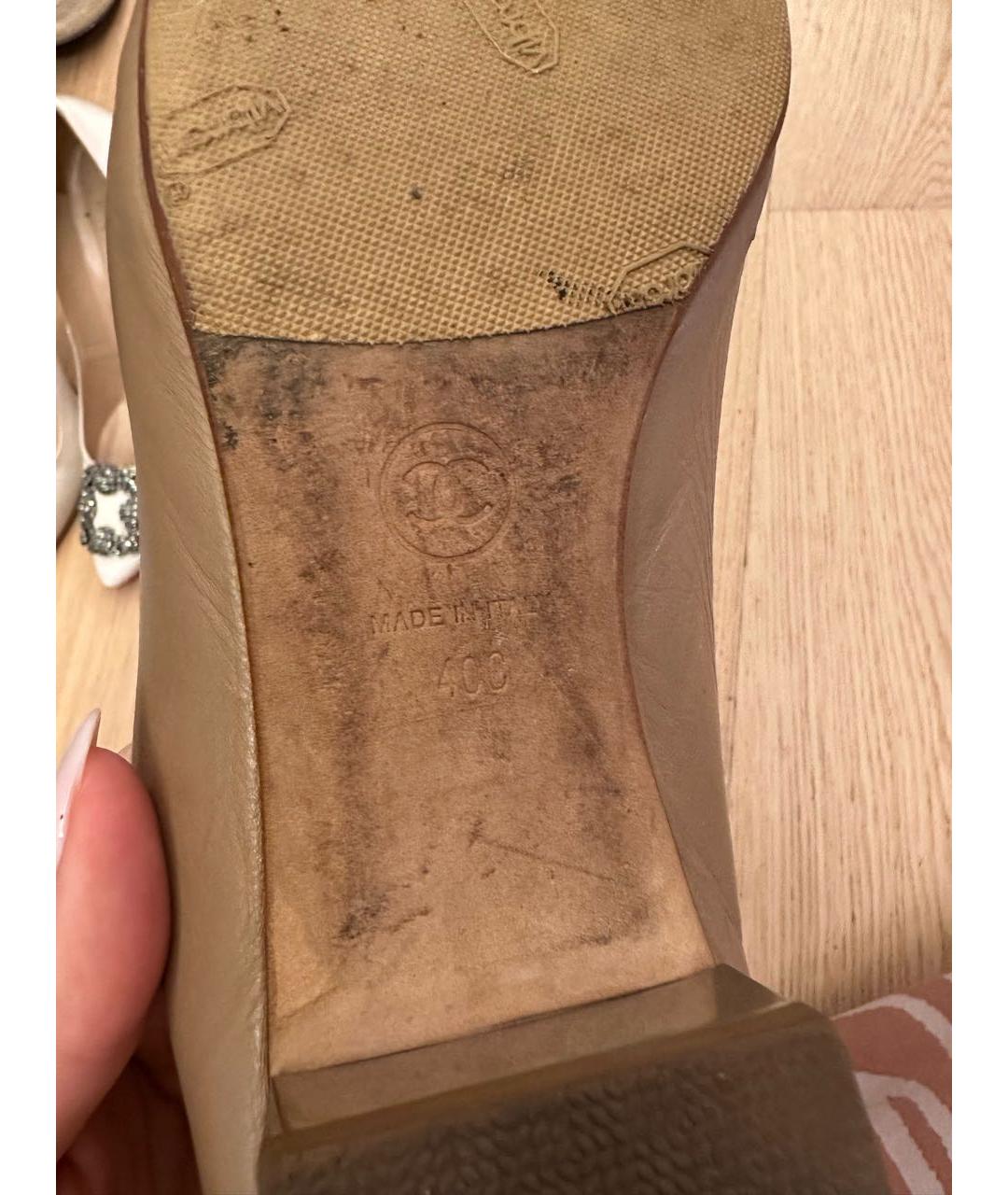 CHANEL Бежевые кожаные балетки, фото 6