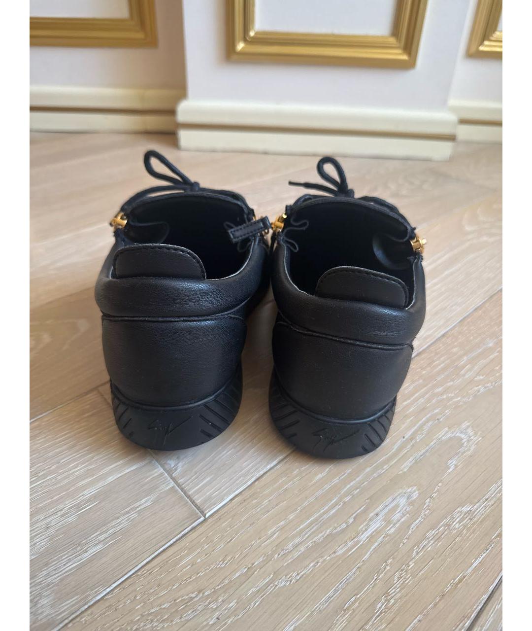 GIUSEPPE ZANOTTI DESIGN Черные кожаные низкие кроссовки / кеды, фото 4