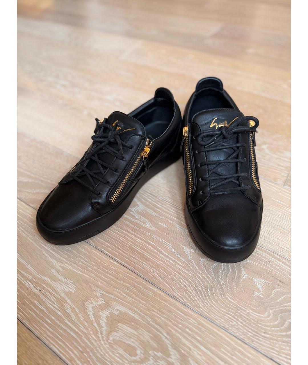 GIUSEPPE ZANOTTI DESIGN Черные кожаные низкие кроссовки / кеды, фото 5