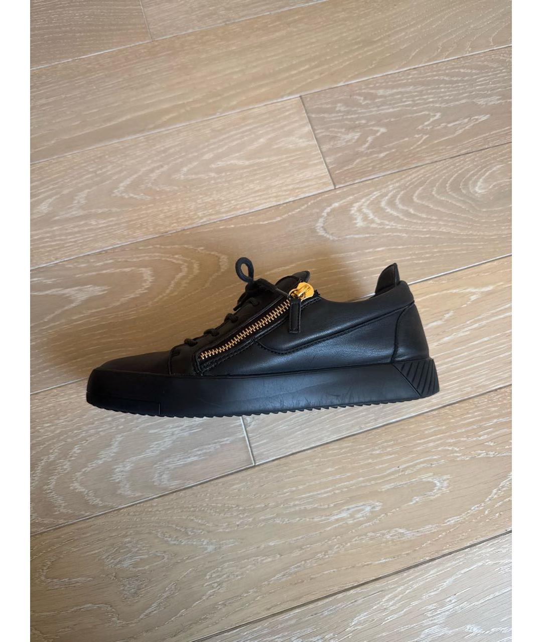 GIUSEPPE ZANOTTI DESIGN Черные кожаные низкие кроссовки / кеды, фото 6