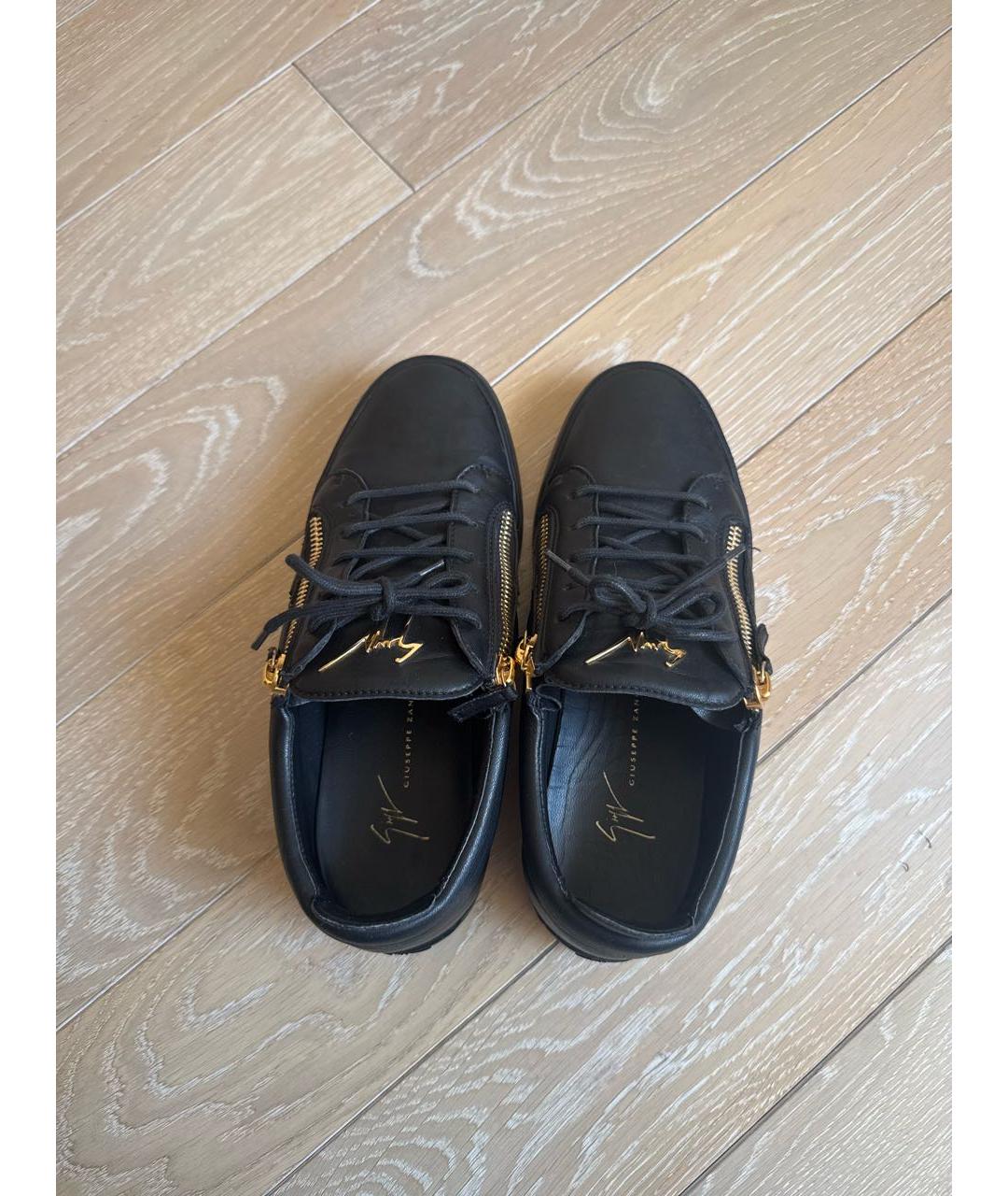 GIUSEPPE ZANOTTI DESIGN Черные кожаные низкие кроссовки / кеды, фото 3