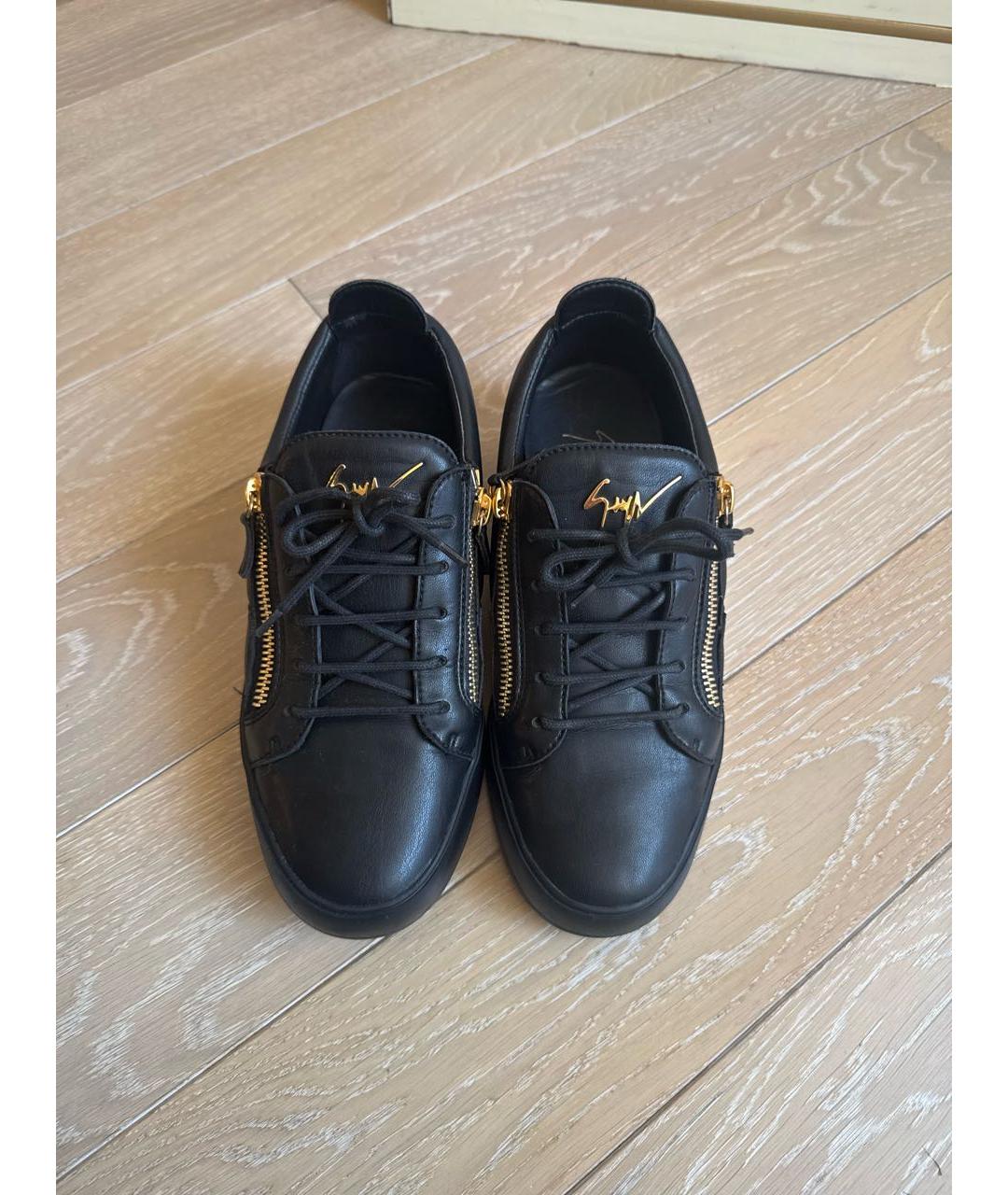 GIUSEPPE ZANOTTI DESIGN Черные кожаные низкие кроссовки / кеды, фото 2