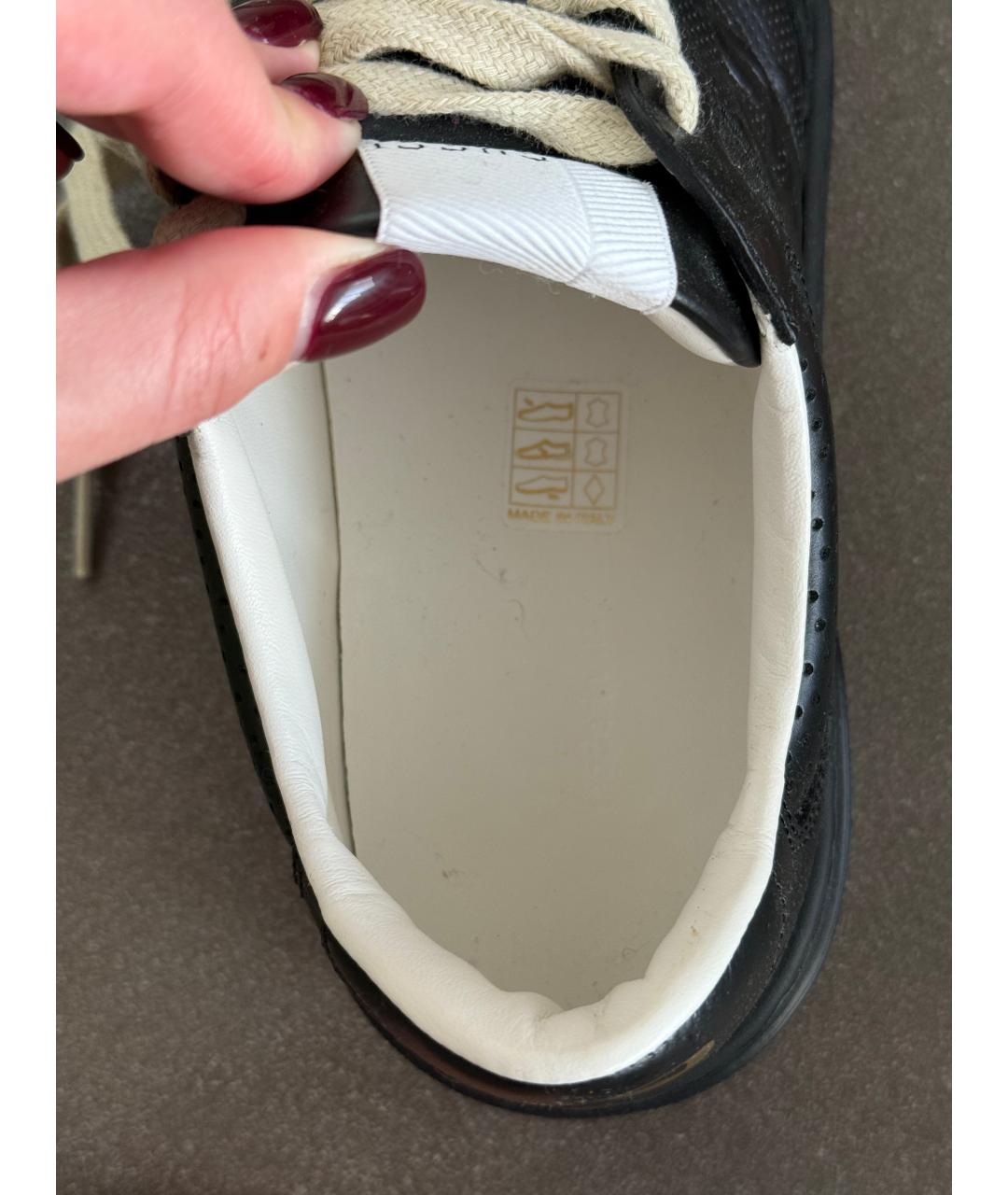 GUCCI Черные кожаные низкие кроссовки / кеды, фото 8