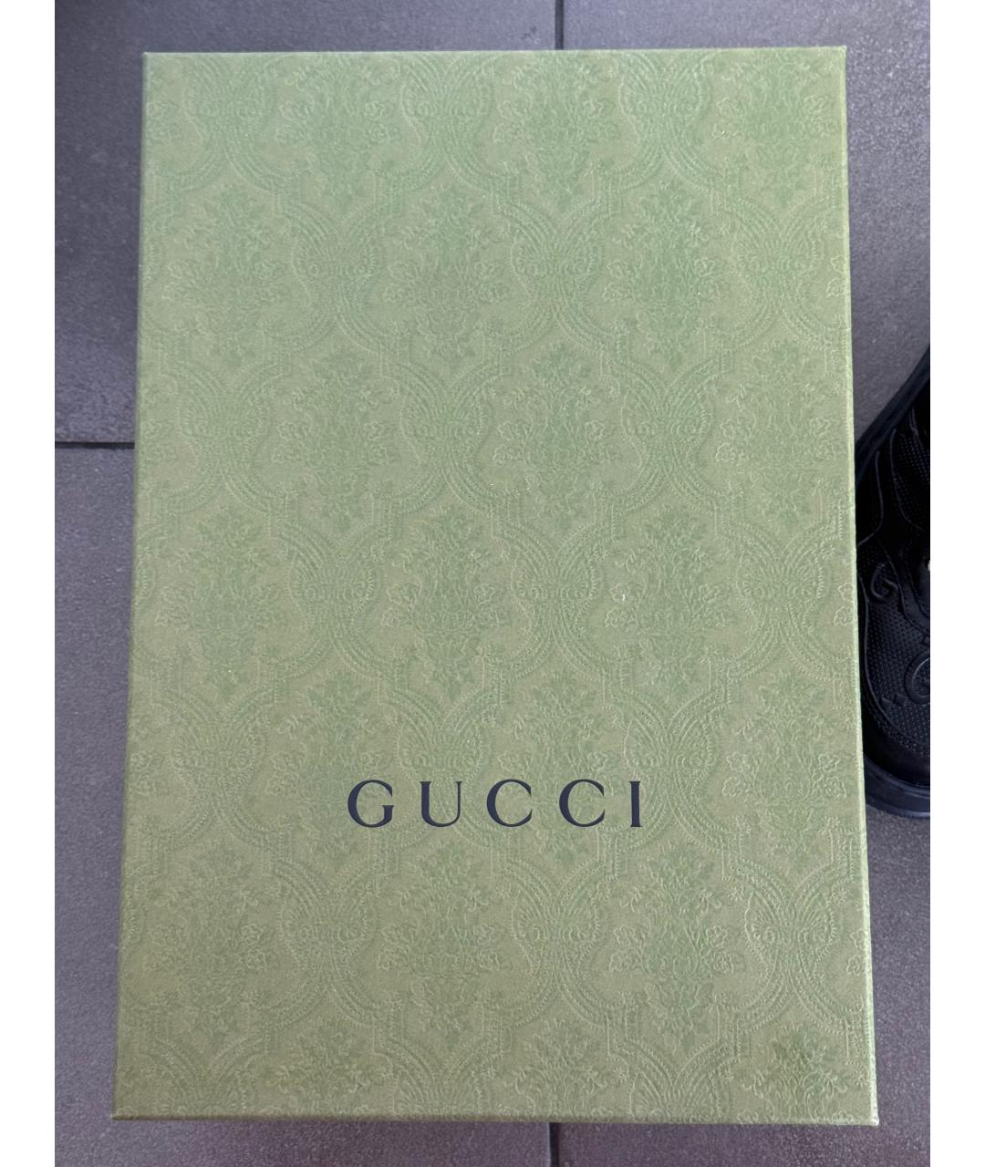 GUCCI Черные кожаные низкие кроссовки / кеды, фото 7