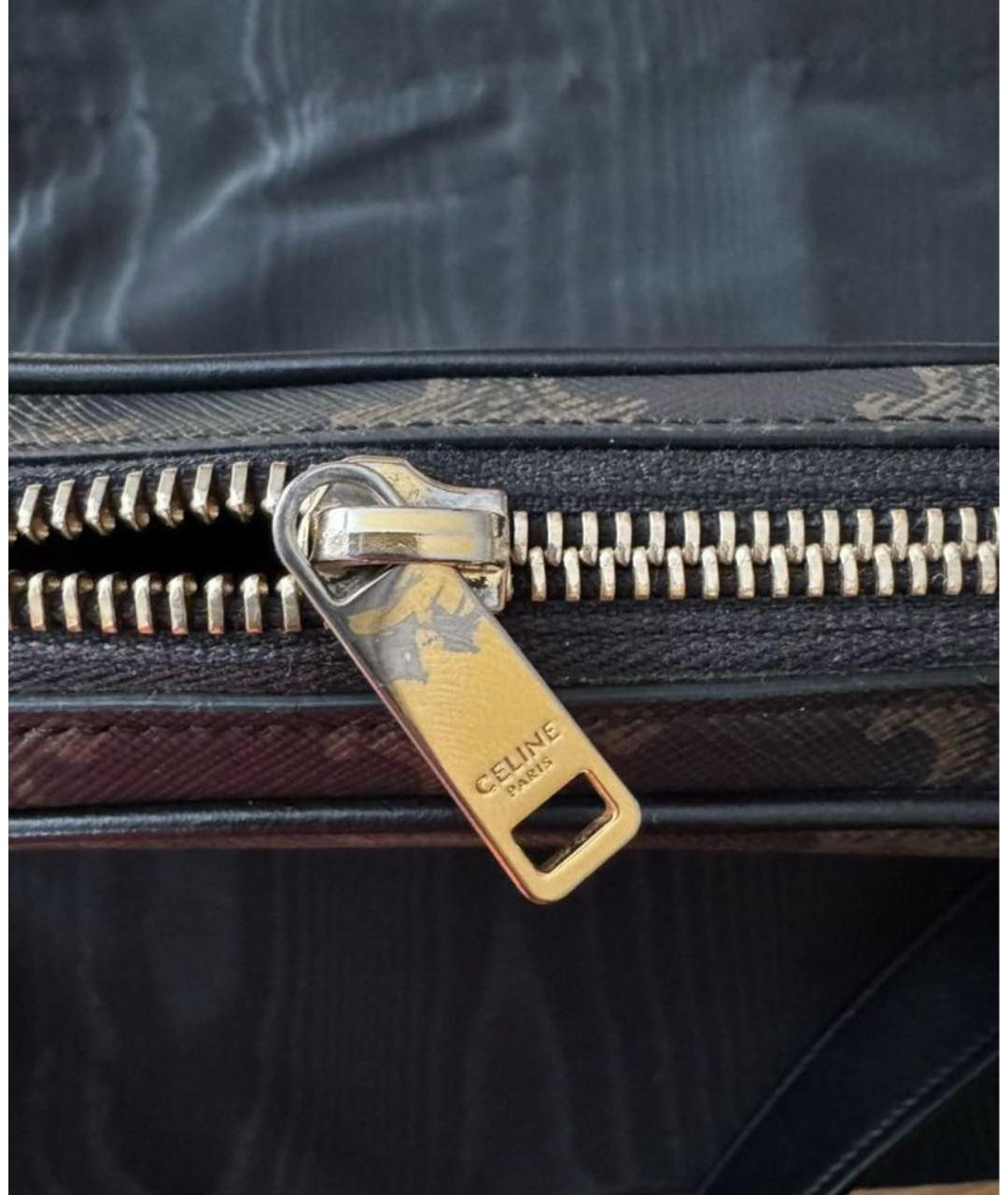 CELINE Коричневая кожаная сумка на плечо, фото 6