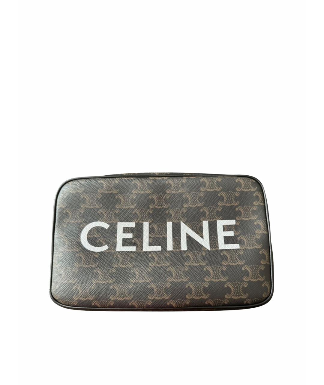 CELINE Коричневая кожаная сумка на плечо, фото 1