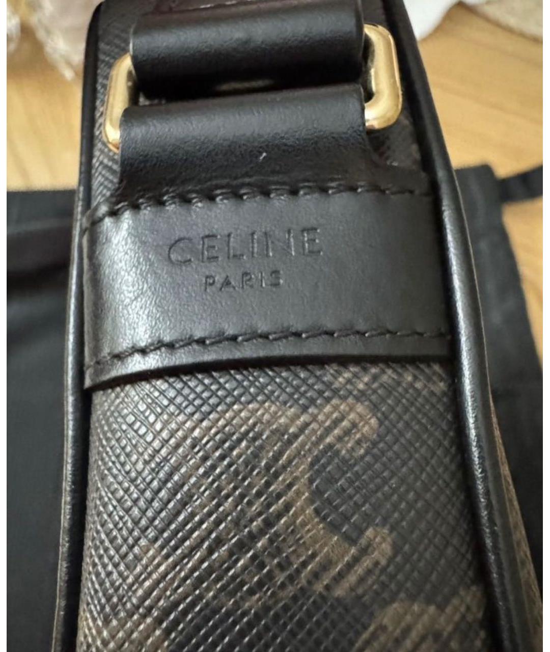CELINE Коричневая кожаная сумка на плечо, фото 7