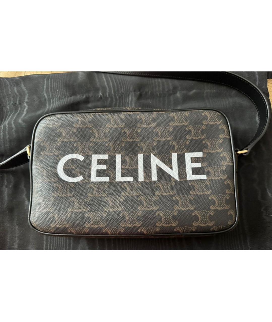 CELINE Коричневая кожаная сумка на плечо, фото 9