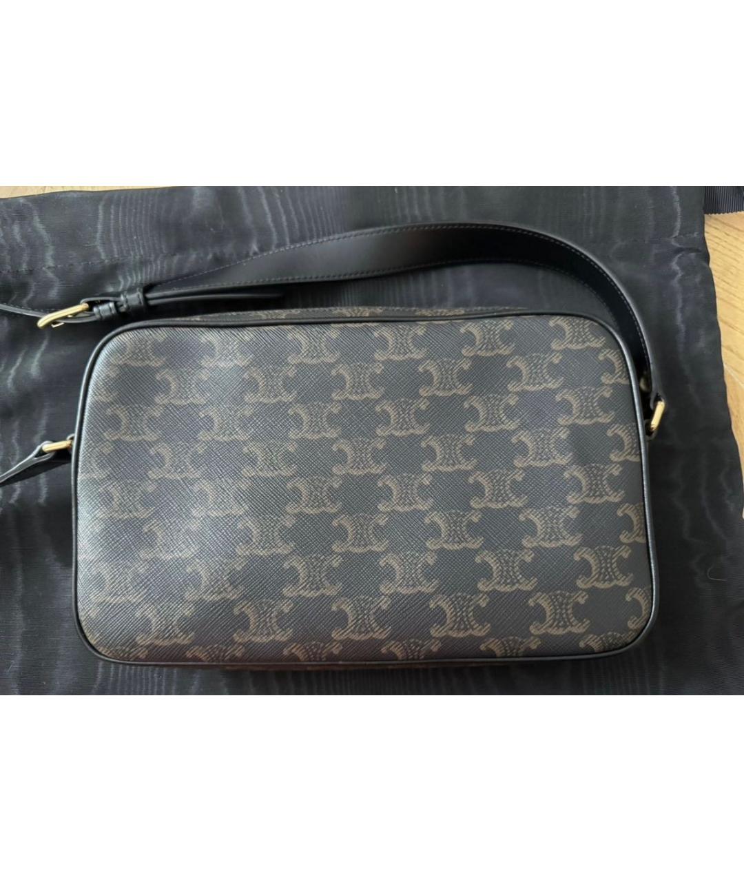 CELINE Коричневая кожаная сумка на плечо, фото 2