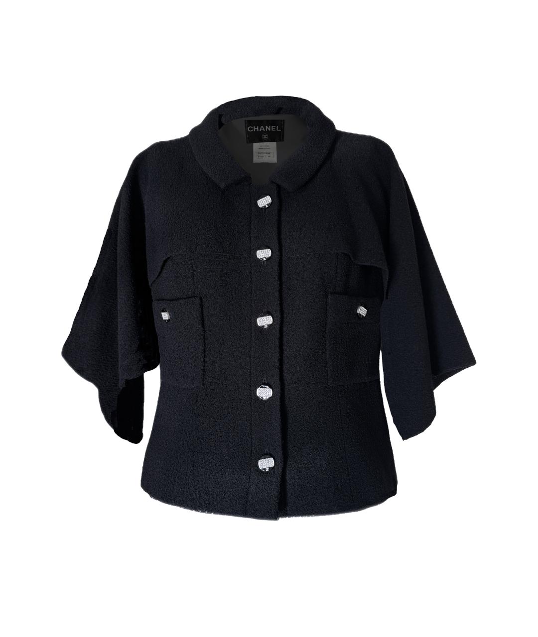 CHANEL Черный твидовый жакет/пиджак, фото 1