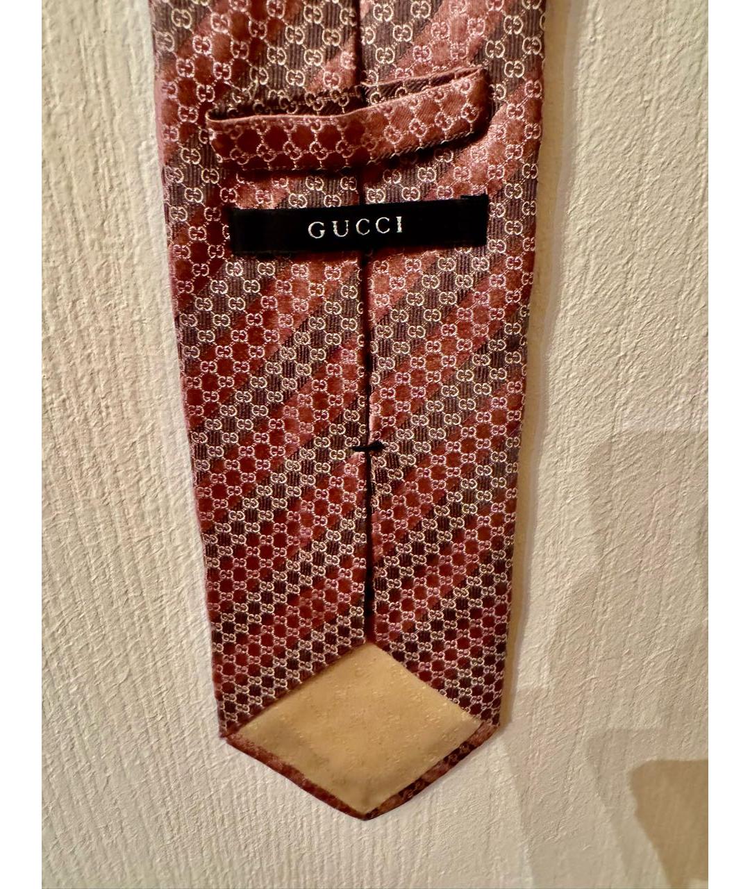 GUCCI Розовый шелковый галстук, фото 4