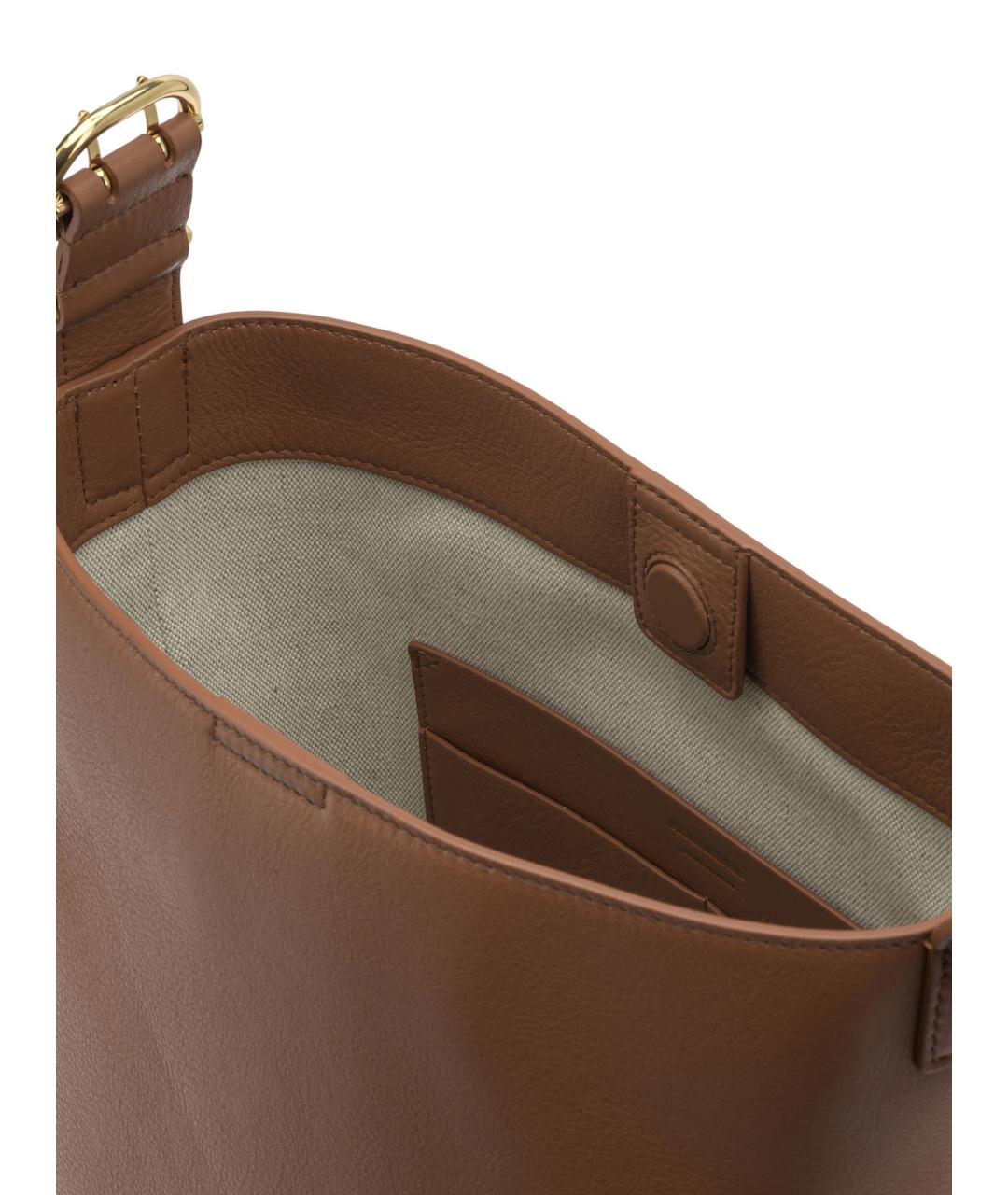 JIL SANDER Бежевая кожаная сумка через плечо, фото 5