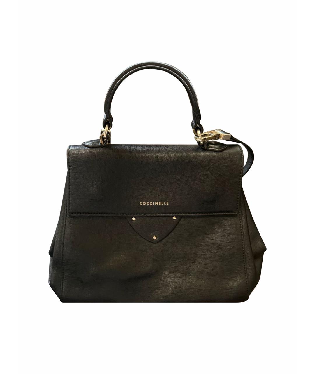 COCCINELLE Черная кожаная сумка с короткими ручками, фото 1