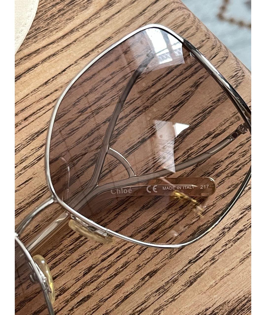 CHLOE Золотые металлические солнцезащитные очки, фото 6