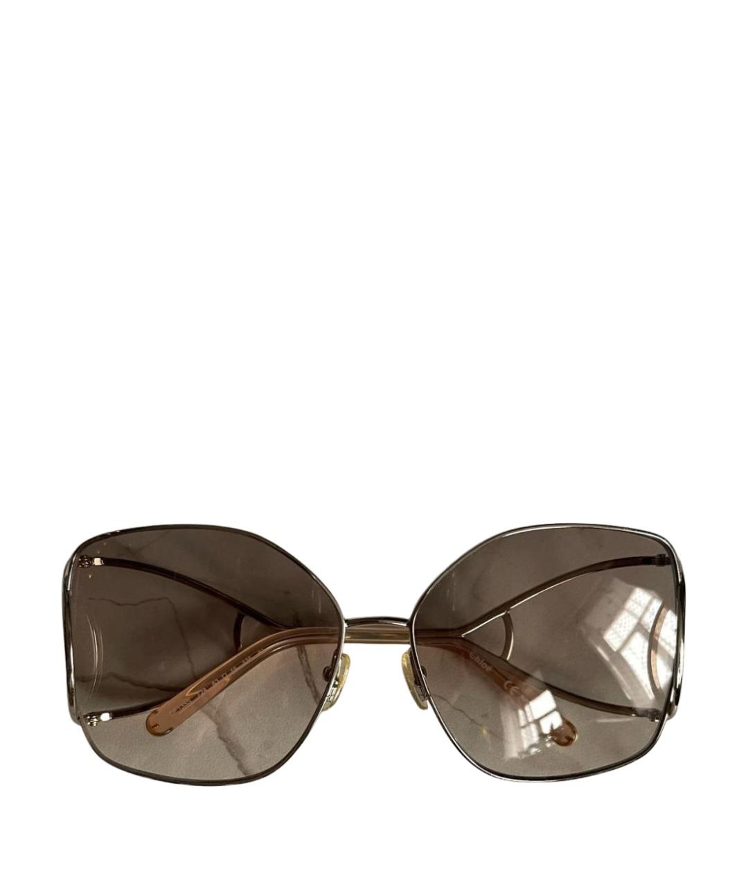 CHLOE Золотые металлические солнцезащитные очки, фото 1