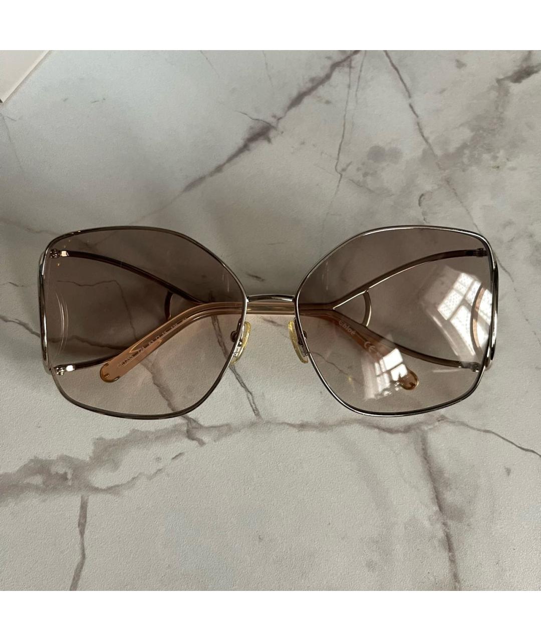 CHLOE Золотые металлические солнцезащитные очки, фото 9