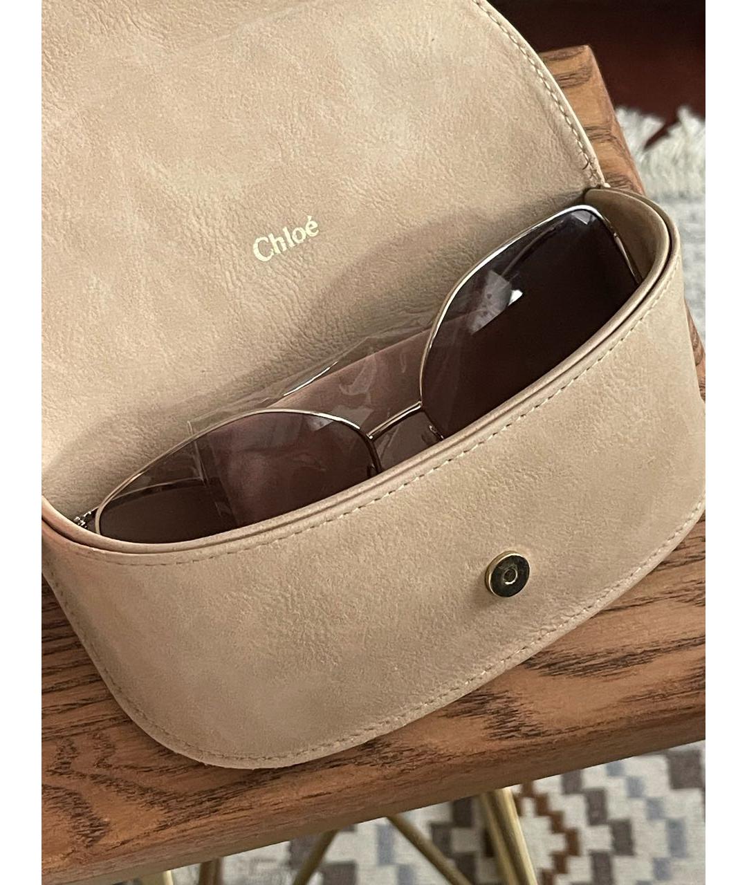 CHLOE Золотые металлические солнцезащитные очки, фото 7