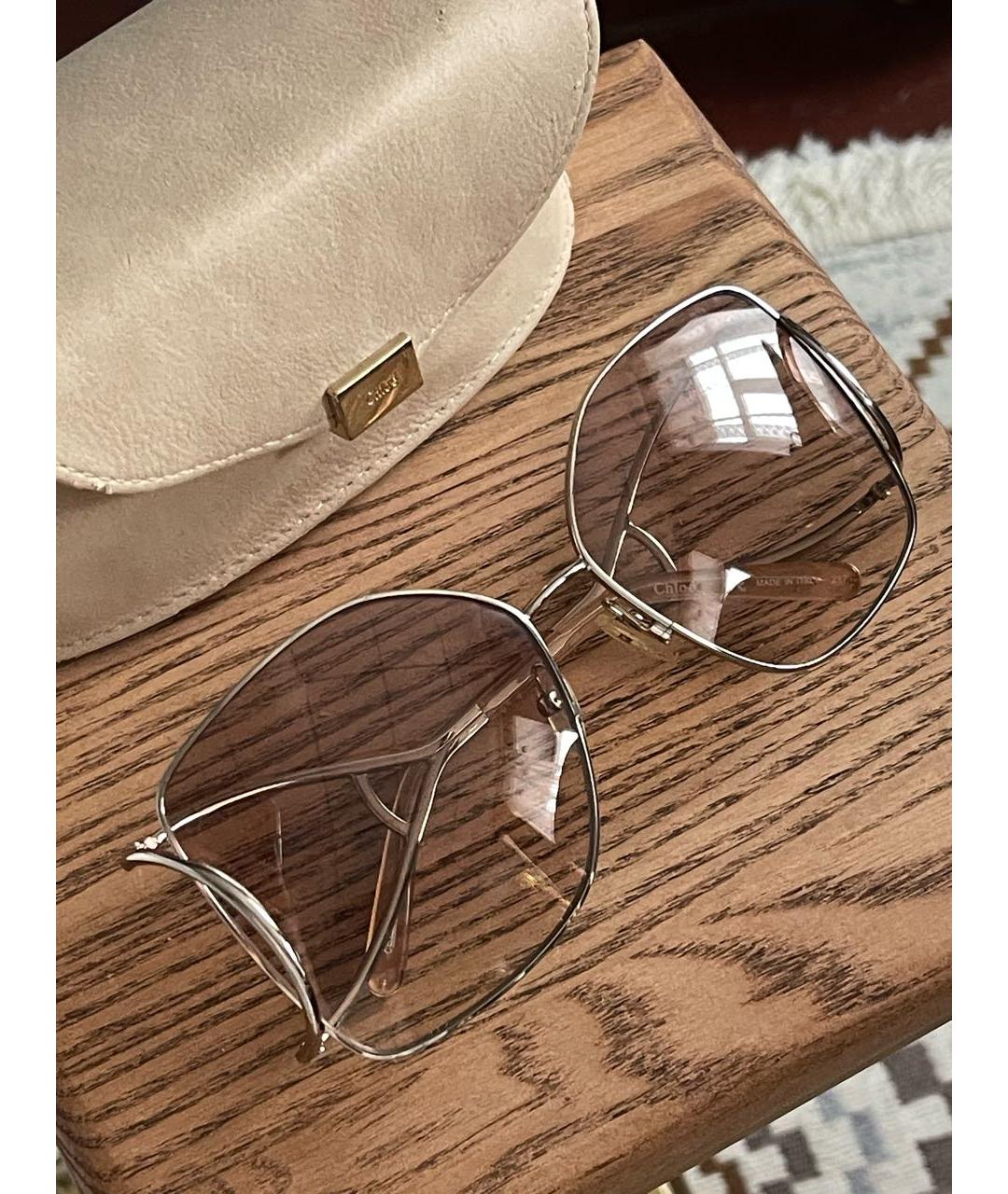 CHLOE Золотые металлические солнцезащитные очки, фото 5