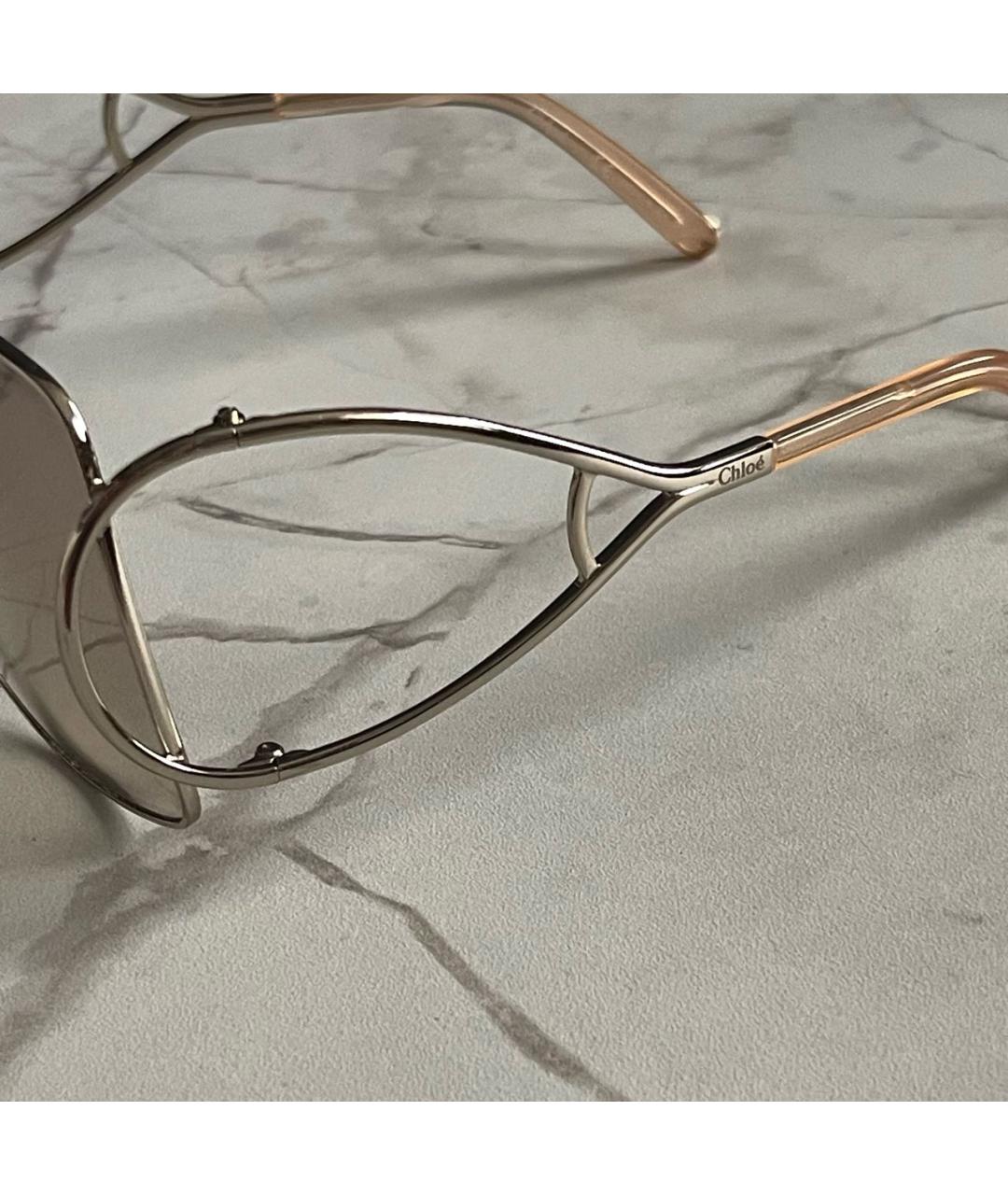 CHLOE Золотые металлические солнцезащитные очки, фото 3