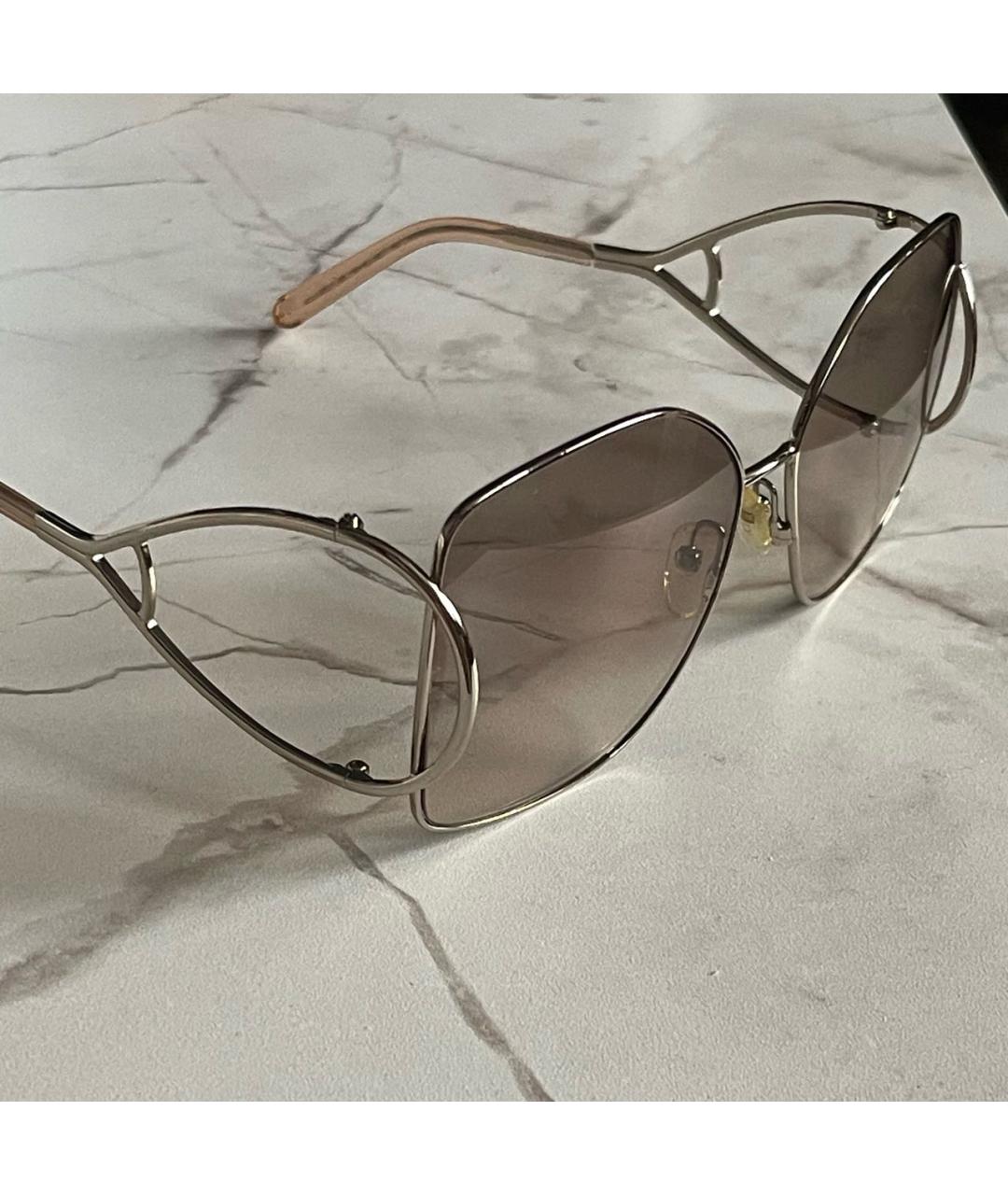 CHLOE Золотые металлические солнцезащитные очки, фото 2