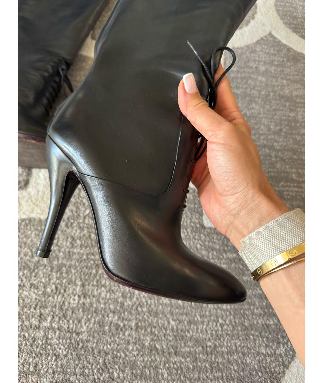 GUCCI Черные кожаные сапоги, фото 3