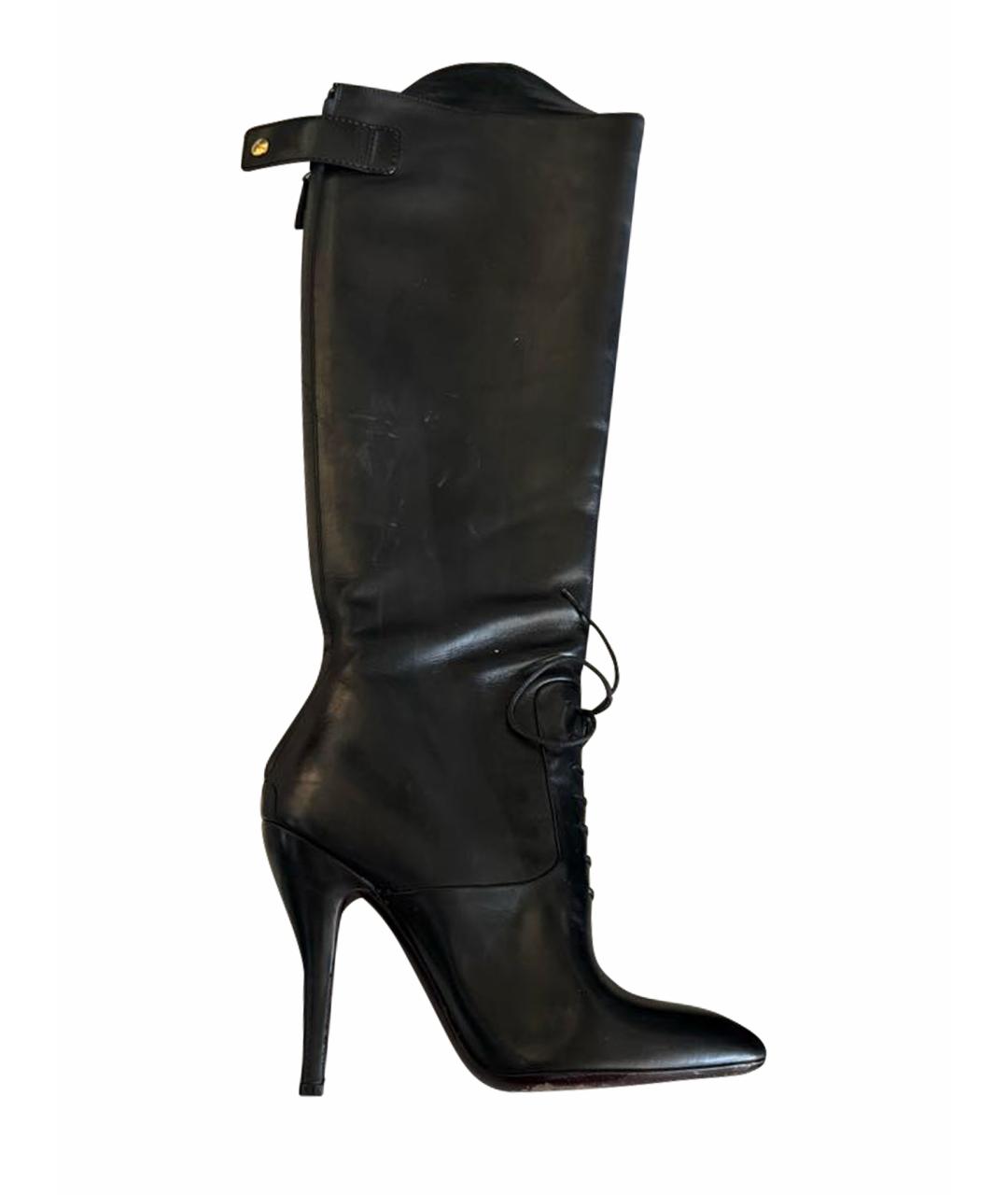GUCCI Черные кожаные сапоги, фото 1