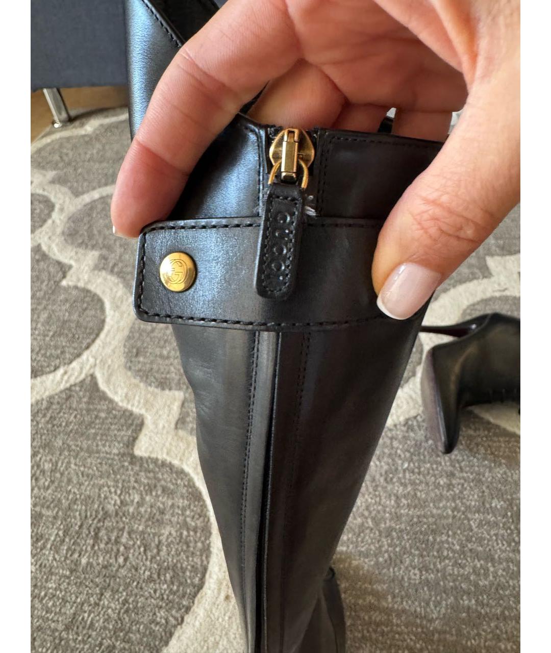 GUCCI Черные кожаные сапоги, фото 6