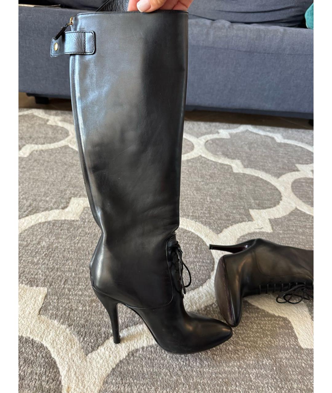 GUCCI Черные кожаные сапоги, фото 2