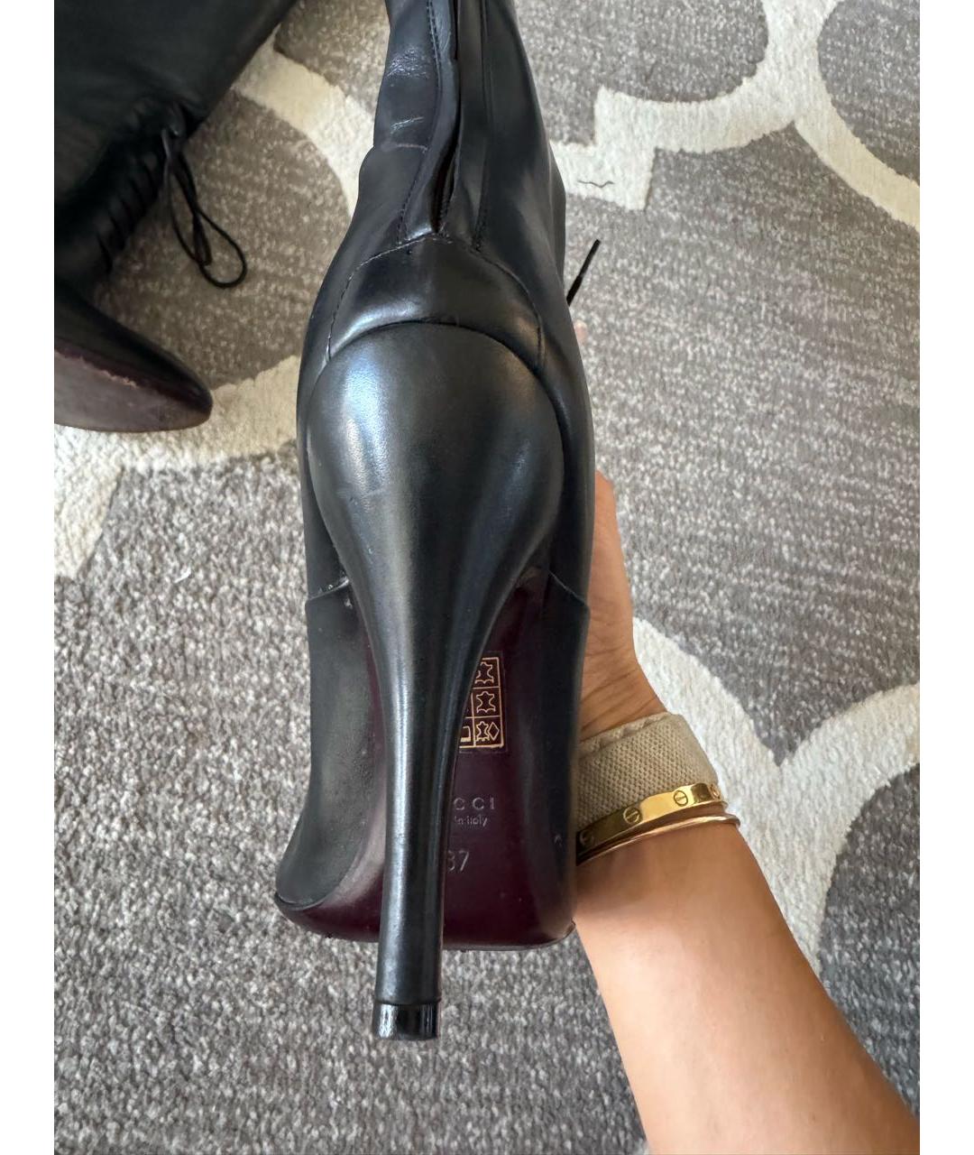 GUCCI Черные кожаные сапоги, фото 4