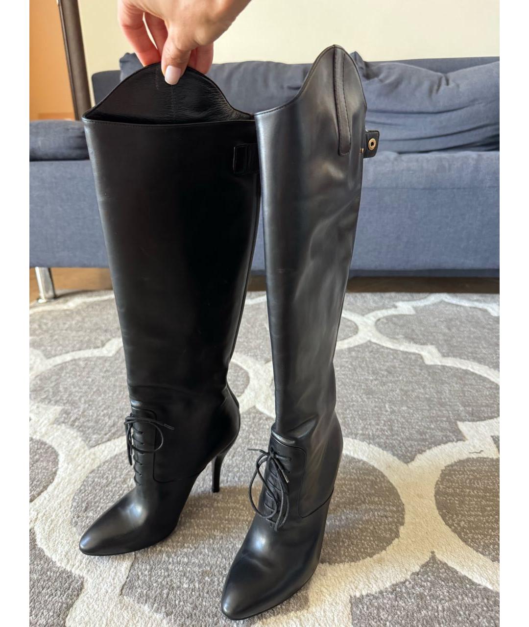 GUCCI Черные кожаные сапоги, фото 5