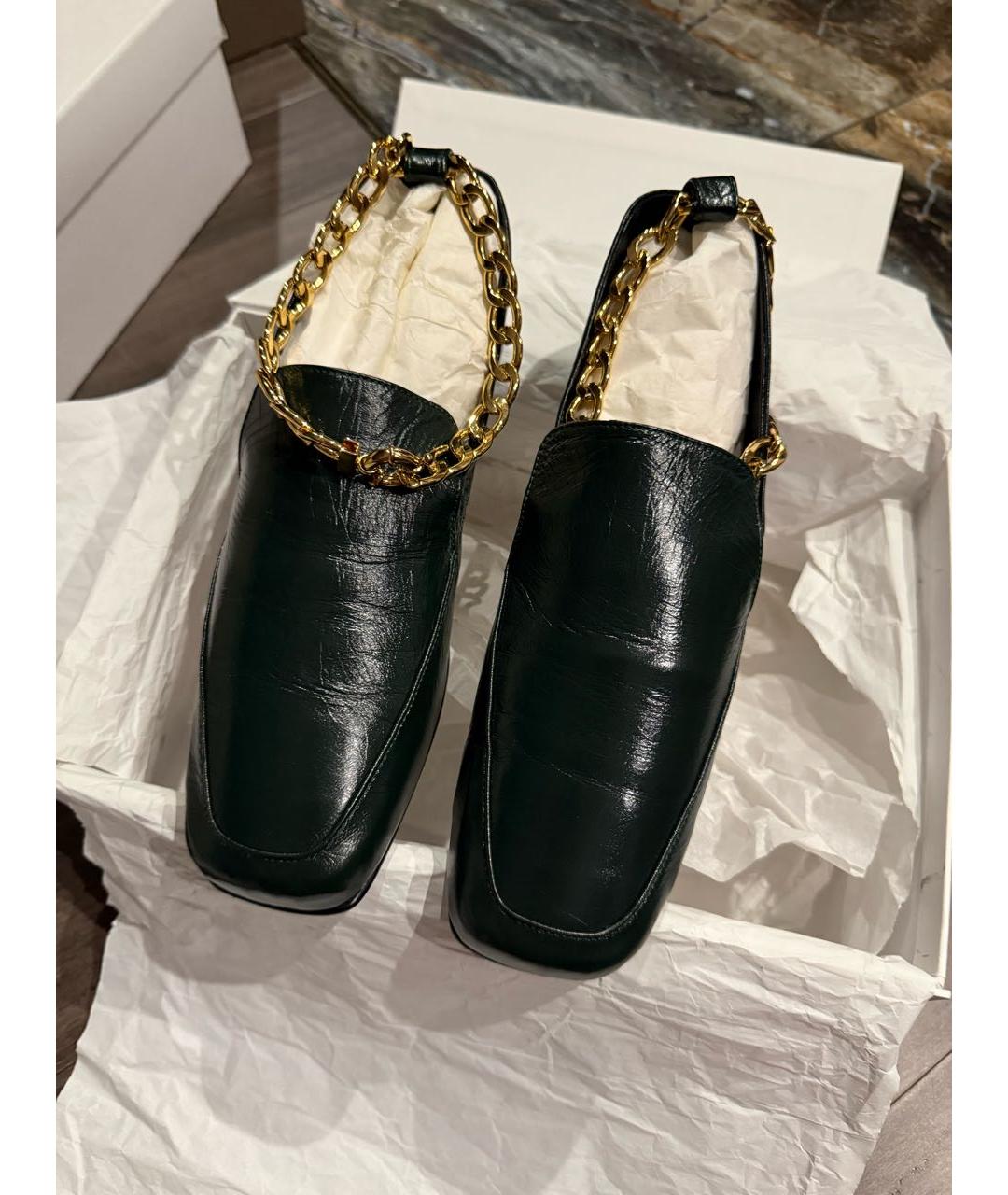 BY FAR Зеленые кожаные лоферы, фото 3