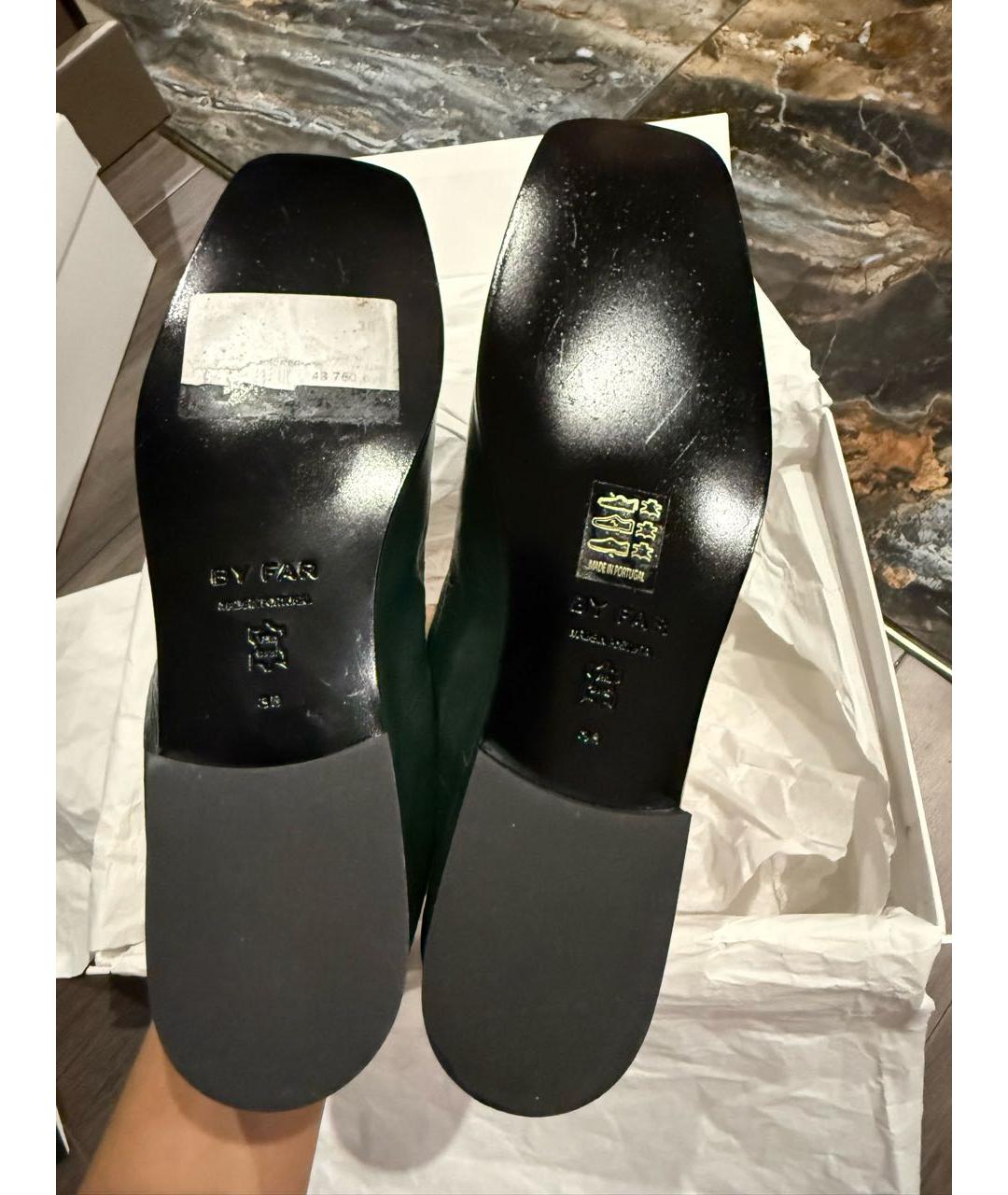 BY FAR Зеленые кожаные лоферы, фото 5