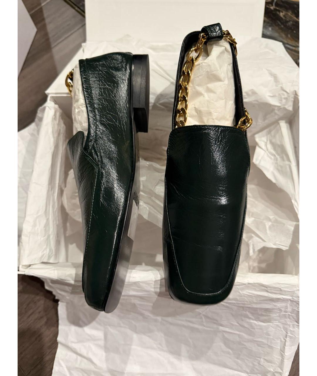 BY FAR Зеленые кожаные лоферы, фото 2