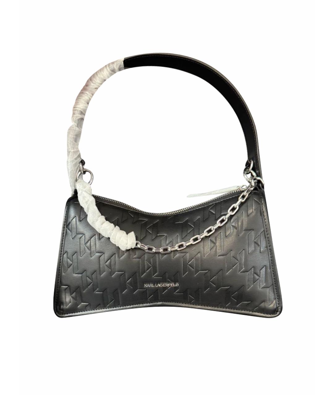 KARL LAGERFELD Черная кожаная сумка через плечо, фото 1