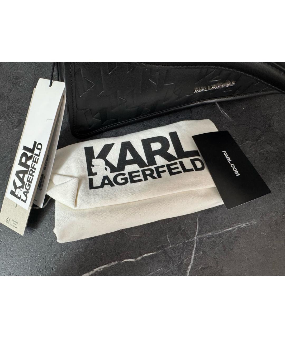 KARL LAGERFELD Черная кожаная сумка через плечо, фото 5