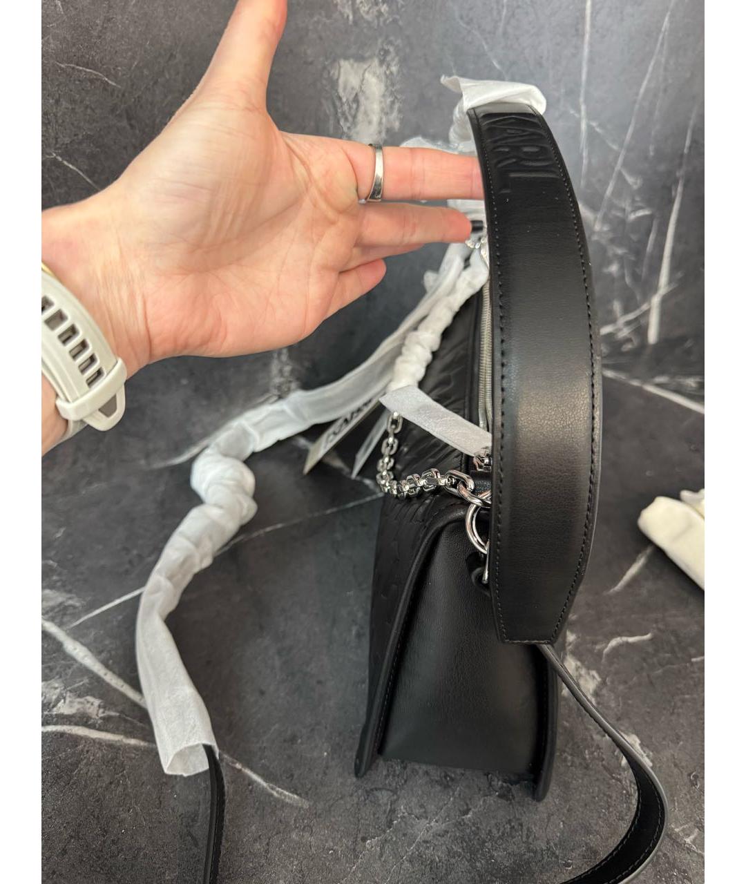 KARL LAGERFELD Черная кожаная сумка через плечо, фото 2