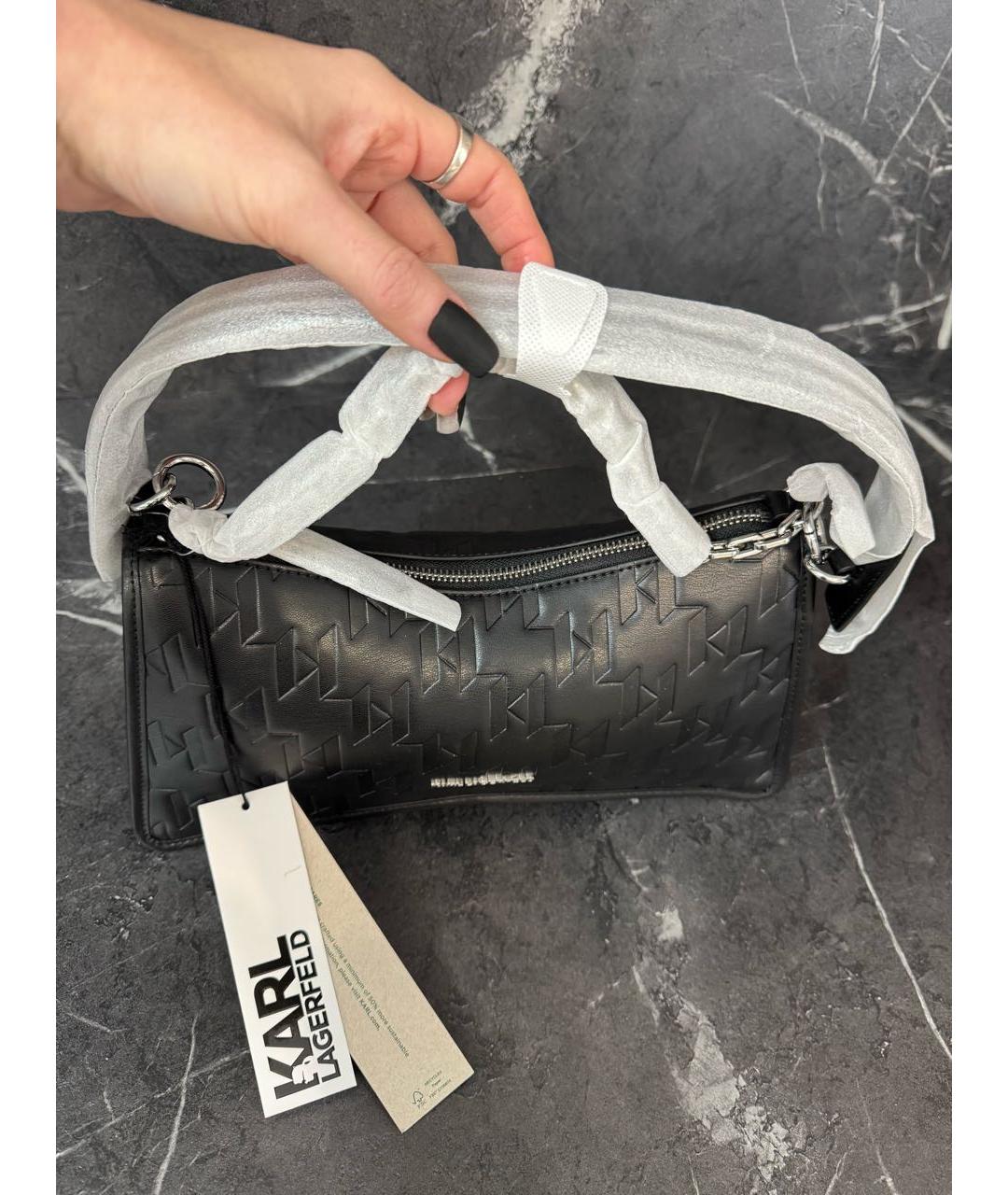 KARL LAGERFELD Черная кожаная сумка через плечо, фото 8