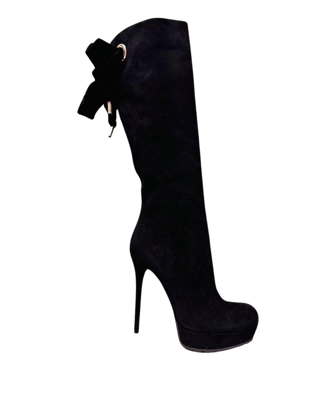 ALEXANDER MCQUEEN Черные замшевые сапоги, фото 1